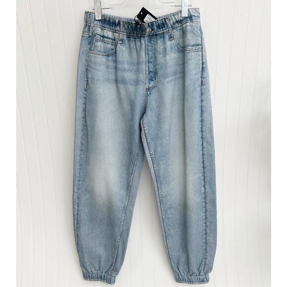 rag & bone Miramar Heavy Jogger Tulip Blue Faux Denim Pants Sweatpants NWT Large - Picture 2 of 7